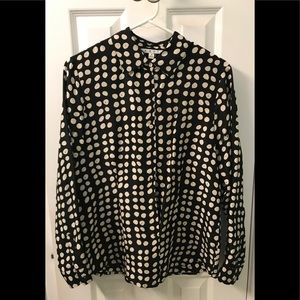 CAbi Silk Black Polka Dot Shirt Size Med